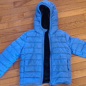 Primary Vibrant Blue Kids Fleece Lined Puffer Jacket